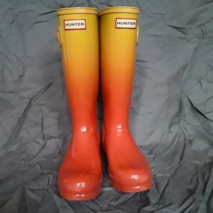 Hunter orange ombre boots